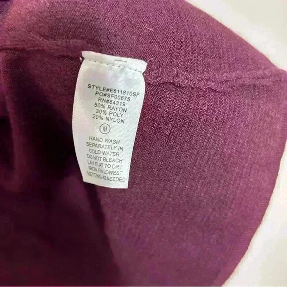 Evolution By Cyrus Myna Button Sleeve Cardigan Burgundy Red Size M - Picture 7 of 7